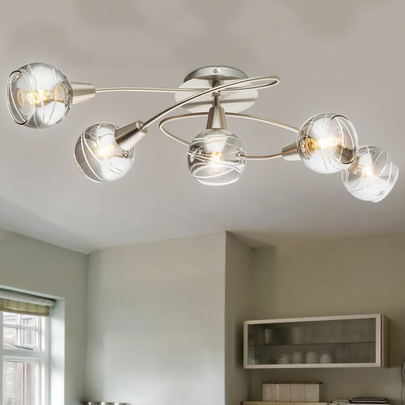 

Lámpara de techo LED luz metal níquel vidrio mate humo claro salón dormitorio
