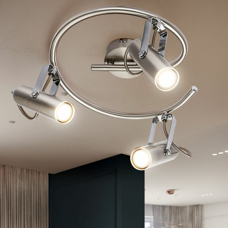 

Lámpara de techo LED roundel, focos cromados, sala de estar, comedor, diseño de punto, luz, móvil