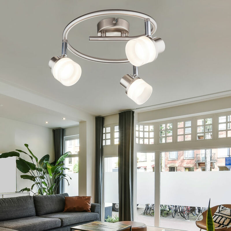 

Lámpara de techo, lámpara de punto, lámpara de salón, foco LED, lámpara de techo ajustable, acrílico cromado, focos giratorios, 3x 3,5W 3x 190lm