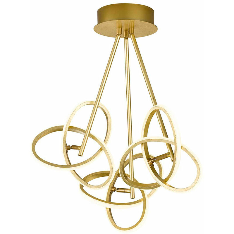 

Lámpara de techo lámpara de sala de estar lámpara de diseño de lámpara de techo, metal plástico, dorado, 3 anillos entrelazados, LED 13 vatios 1100