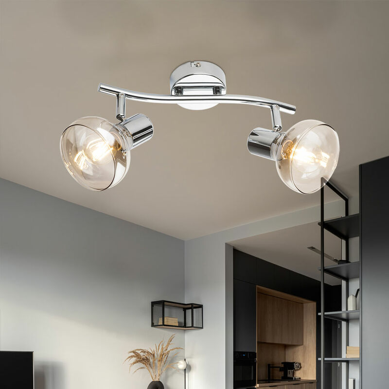 

Lámpara de techo Luminaria Iluminación Metal Cromado Puntos de vidrio Dormitorio móvil