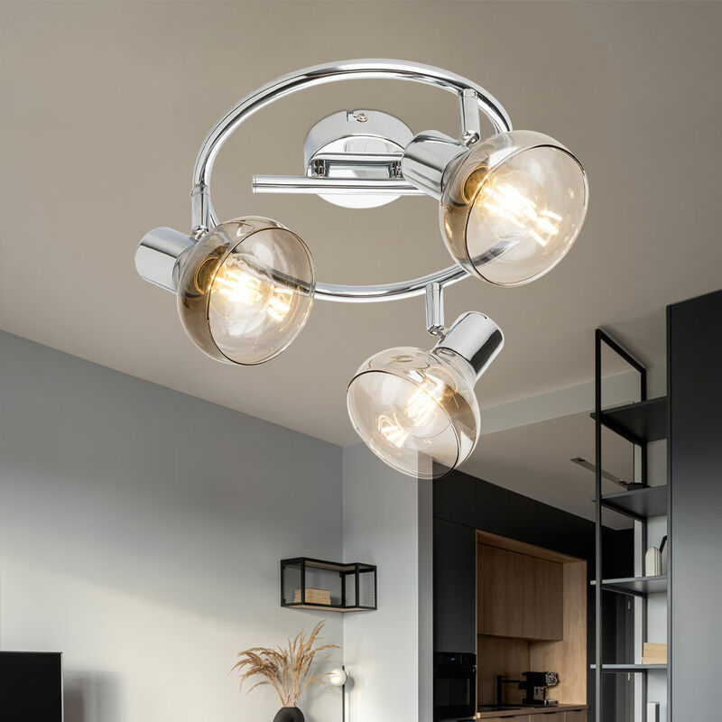 

Lámpara de techo Luminaria Iluminación Metal Cromo Punto de vidrio Dormitorio móvil
