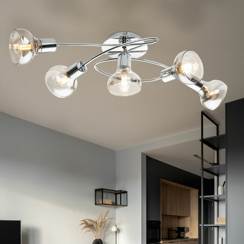 

Lámpara de techo metal luz cromo vidrio living comedor dormitorio oficina cocina