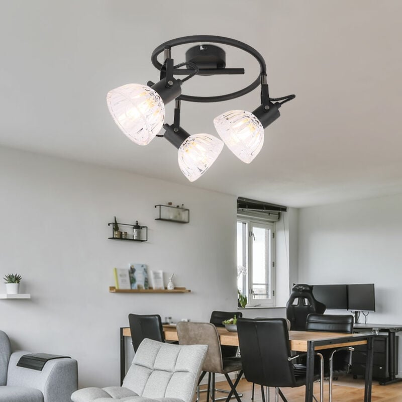 

Lámpara de techo Metal Luz Manchas de vidrio negro Dormitorio móvil Oficina