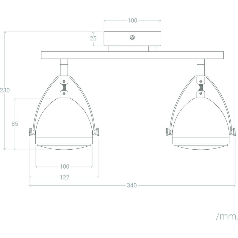 

Lámpara de Techo Orientable de Metal Izga 2 Focos Plata - Plata