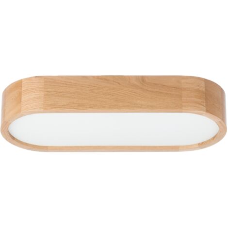 L谩mpara de techo ovalada LEJA, madera, ROBLE, 48x20cm, para cocina, sal贸n, ESTILO