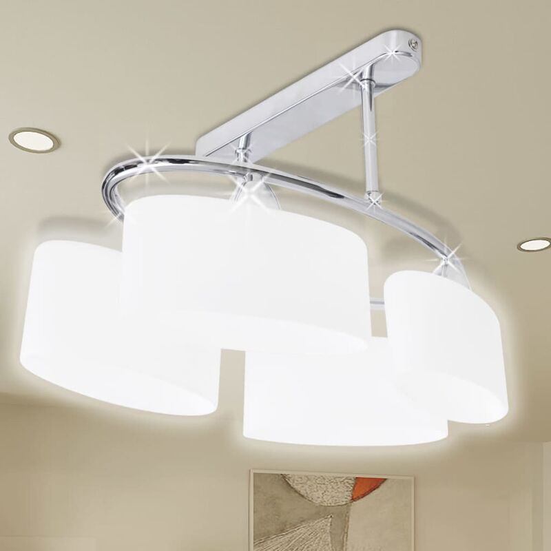 

Lámpara de techo pantalla cristal elipse 4 bombillas E14 - Blanco