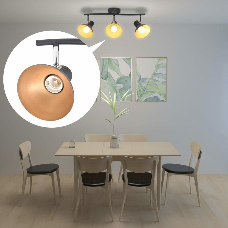 

Lámpara de techo para 3 bombillas E27 negra y dorada - Multicolor