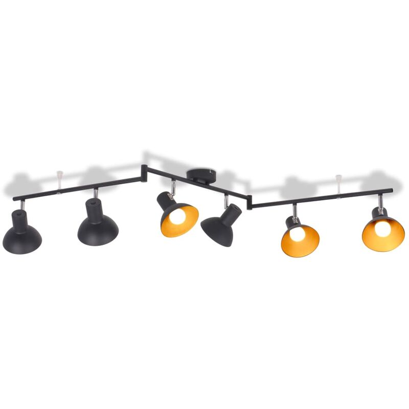 

Lámpara de techo para 6 bombillas E27 negra y dorada - Multicolor