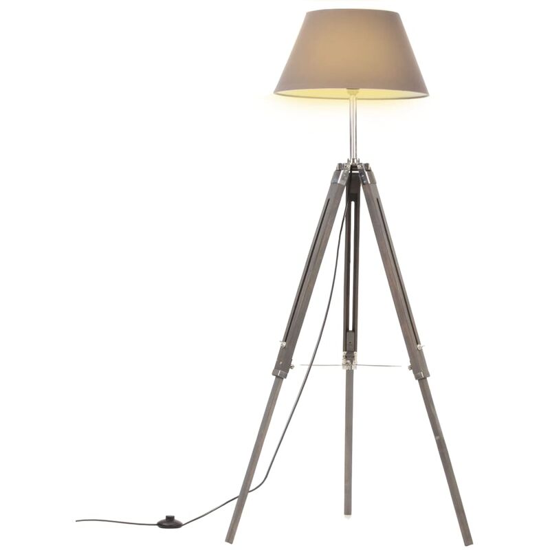 

Lámpara de trípode madera maciza de teca gris 141 cm - Gris