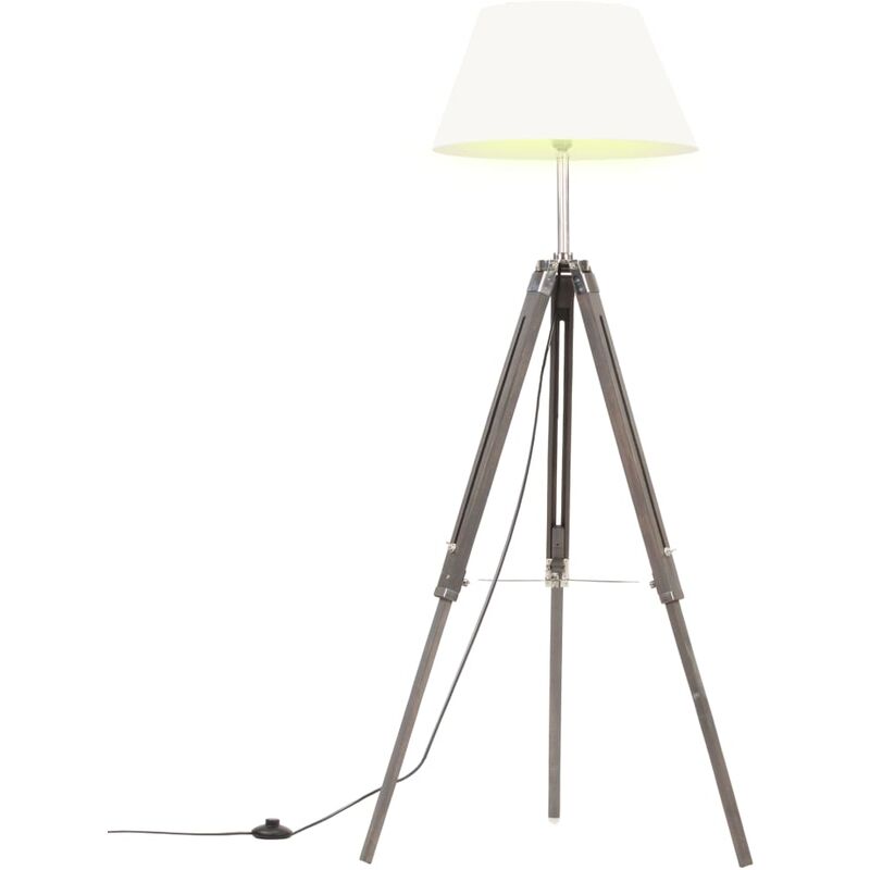 

Lámpara de trípode madera maciza de teca gris y blanca 141 cm - Gris