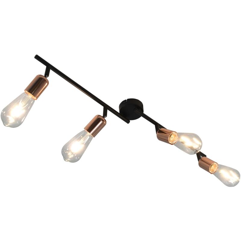 

Lámpara focos 4 bombillas de filamento 2W negro cobre E27 60 cm - Negro