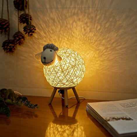 L��mpara LED de noche con forma de oveja para habitaci��n de nios, sala de estar, regalos de cumpleaos, regalos c��lidos para nias y nios (en forma de oveja)