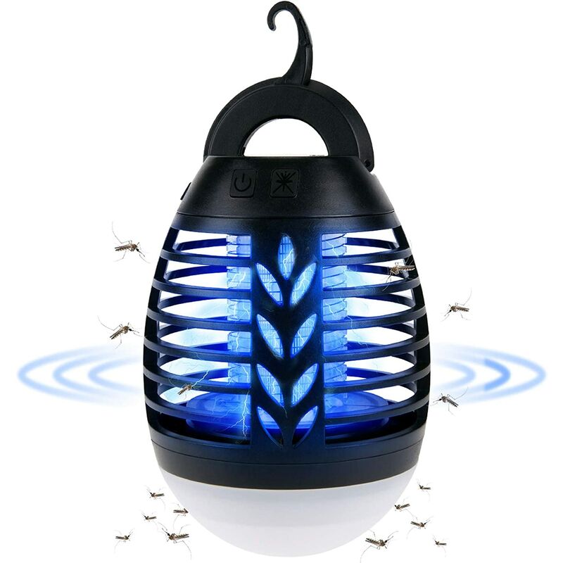 

Lámpara para mosquitos 2 en 1 lámpara para acampar al aire libre IPx6 impermeable USB recargable portátil con gancho recargable Protección contra
