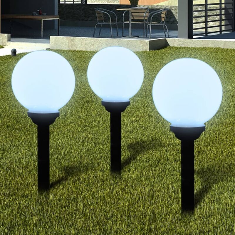 

Lámpara solar de jardín en forma de bola con LED, 20 cm, 3 unidades - Blanco