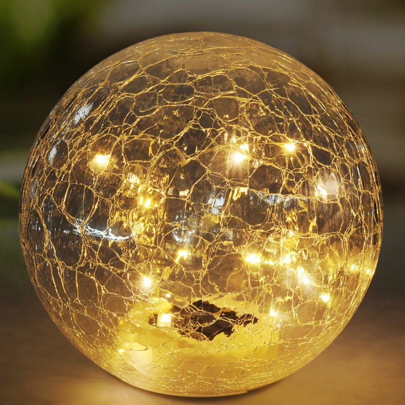

Lámpara solar LED con punta de tierra para exteriores, lámpara solar, bola solar, luz de jardín, vidrio, negro claro, 20x 0.06W LED, D x H 19.5 x 29