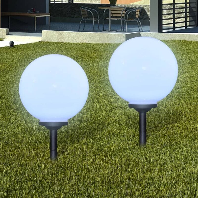 

Lámpara solar LED para el jardin 30cm 2 uds con pica de tierra - Blanco