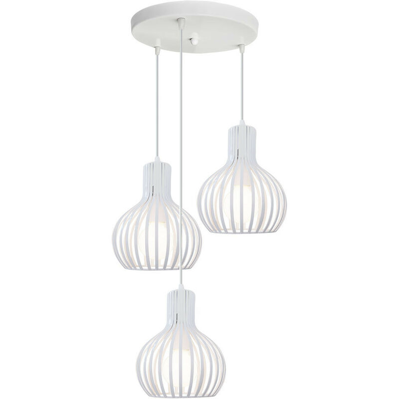 

Lámpara suspensa de metal antiguo, lámparas colgantes de jaula retro, lámpara de techo moderna para comedor y sala de estar tipo loft - blanco