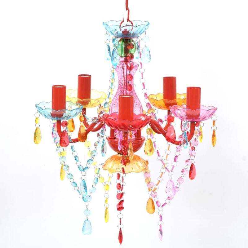 

Lámparañaraa de techo con cristales de varios colores 5 bombillas - Multicolor