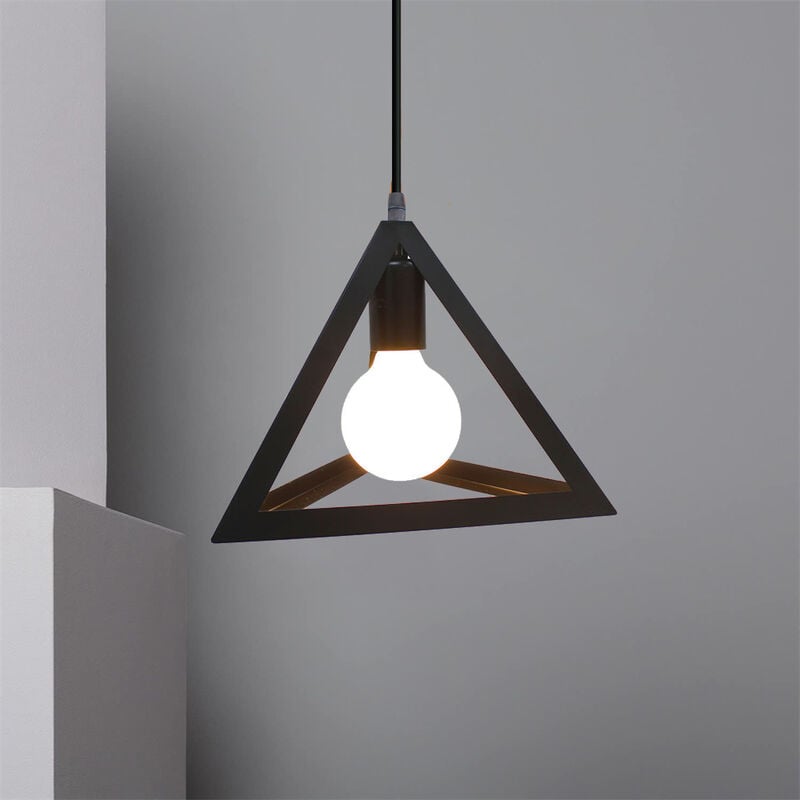 

Lámparas colgantes de triángulo retro, luz de techo verde industrial de metal anticuado - negro