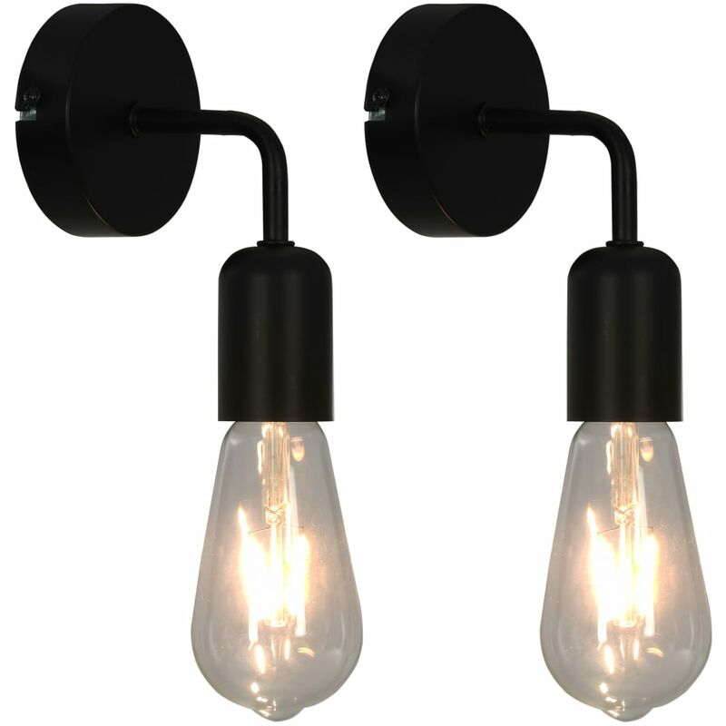 

Lámparas de pared 2 uds bombillas filamento 2 W negro cobre E27 - Negro
