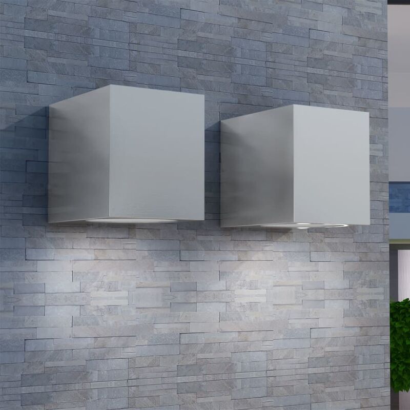 

Lámparas de pared cúbicas para exteriores 2 piezas - Plateado