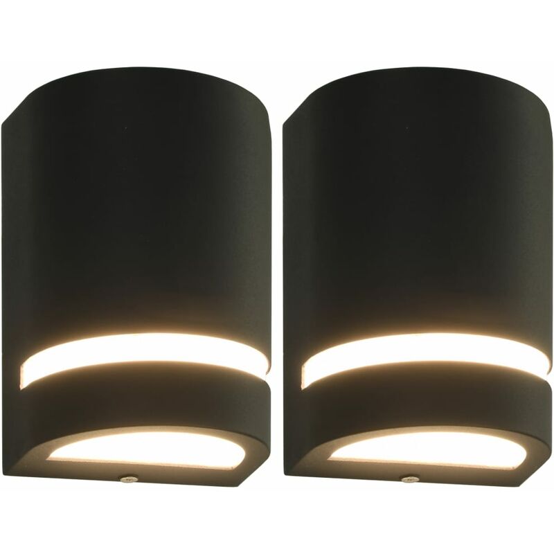

Lámparas de pared para jardín 2 uds. semicircular negra 35 W - Negro