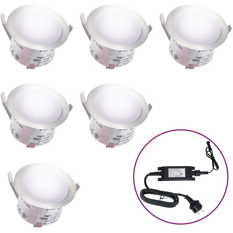 

Lámparas LED de suelo 6 unidades blanco frio - Negro