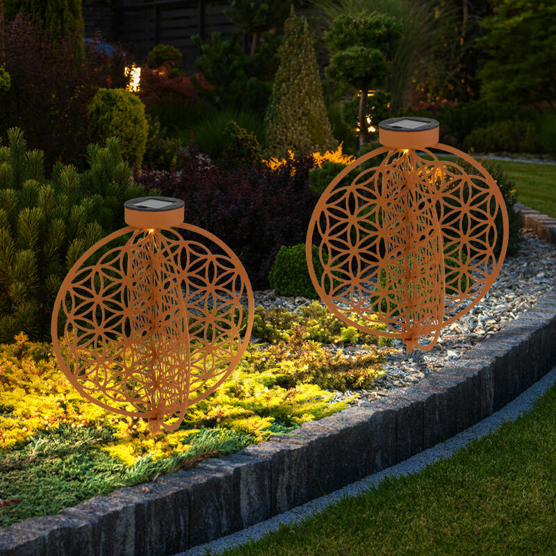 

Lámparas solares de bola para exteriores Lámparas de bola solar de jardín lámpara solar bola oriental, patrón de efecto de luz de color óxido flor de