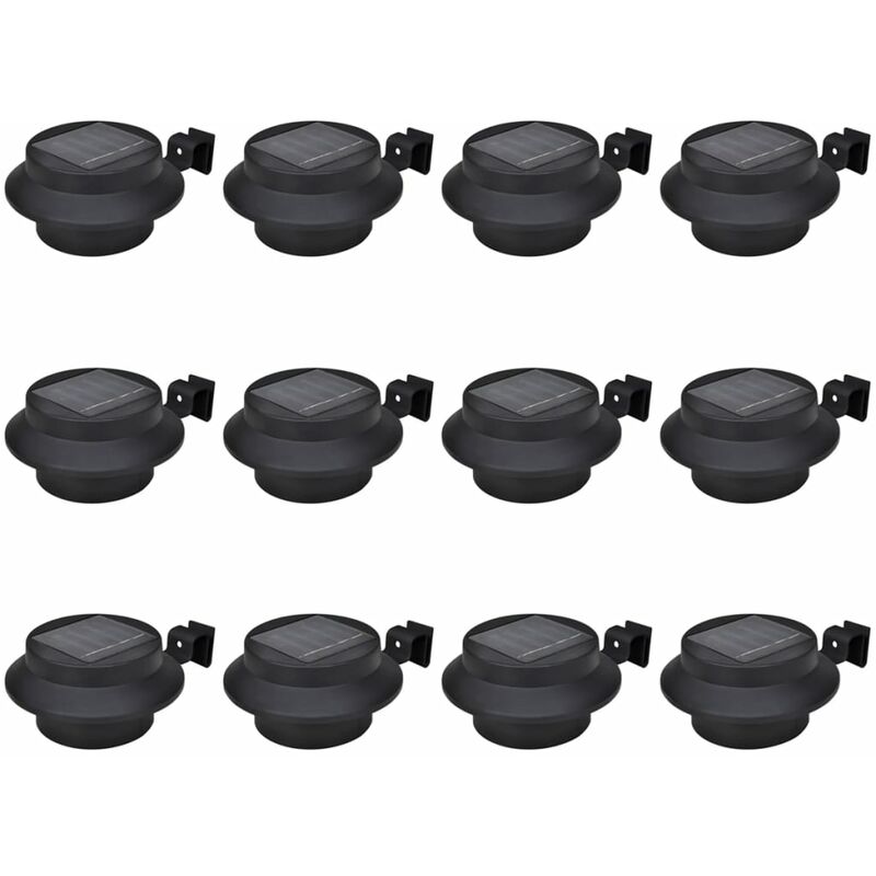 

Lámparas solares de valla de jardín LED 12 unidades negras - Negro