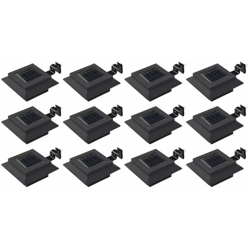 

Lámparas solares LED de exterior 12 uds. cuadradas 12 cm negro - Negro