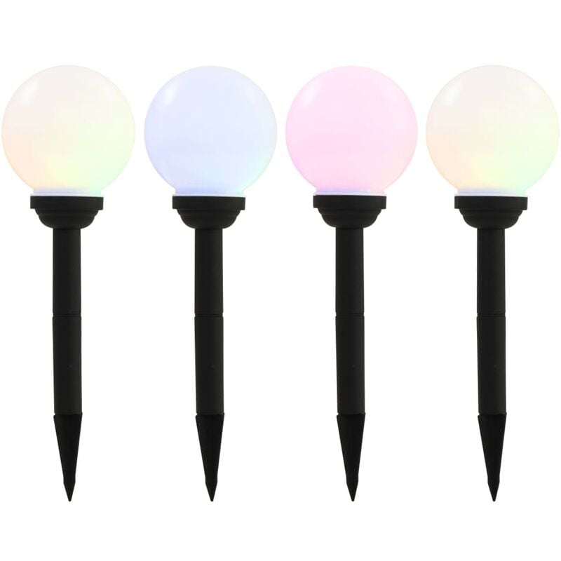 

Lámparas solares LED de exterior 4 unidades esféricas 15 cm RGB - Blanco