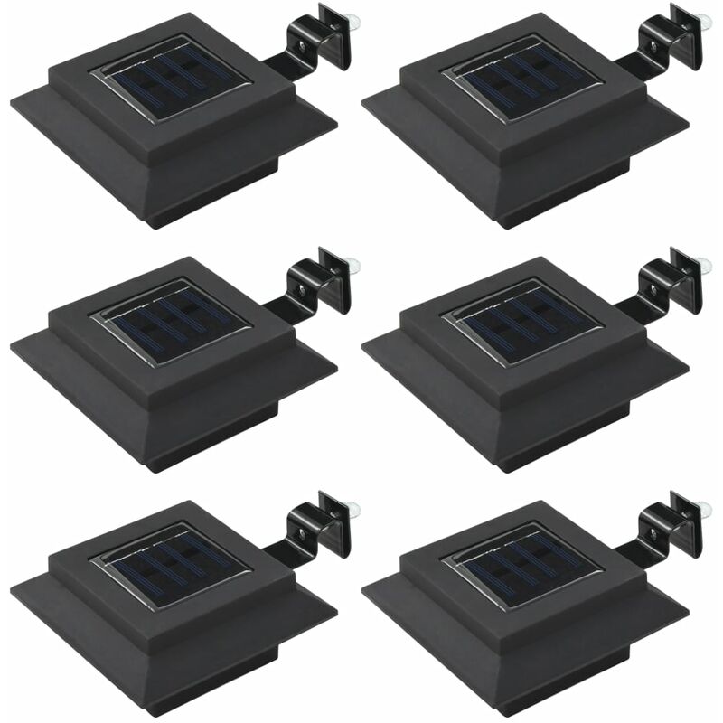 

Lámparas solares LED de exterior 6 uds cuadradas 12 cm negro - Negro