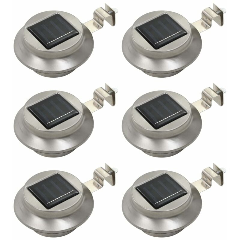 

Lámparas solares LED de exterior 6 uds redondas 12 cm blanco - Plateado