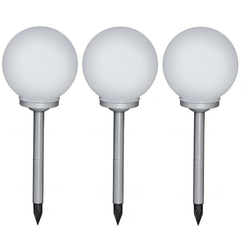 

Lámparas solares para bola exterior lámpara de jardín lámpara de bola con pinchos de tierra solar 25 cm LED bola solar para jardín, plástico blanco