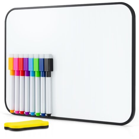 LN COZY CORNER 1 Pcs A4 Mini Whiteboard, 8.2x11.8 Inch Small Dry Erase Whiteboards, Portable Double-Sided White Board with 8 Pens and 1 Eraser, Reusable Wipe Board for Kids Classroom, Home Office Use