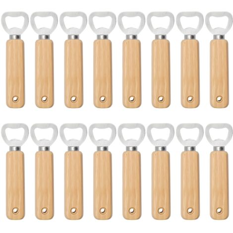 LN COZY CORNER 16 PCS Wooden Beer Bottle Openers, Handheld Engravable Bottle Opener Set for Bar, Home, Kitchen or Party Use