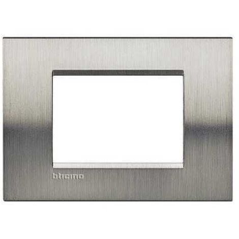Lna4803Acs Placa Cuadrada de 3 Módulos Acero Cepillado Livinglight