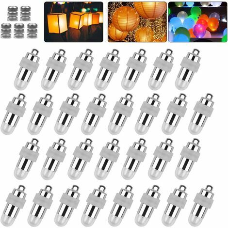 LNDGHV Lot de 30 mini lampes à LED étanches pour lanternes en papier, lampions, blanc chaud, décoration de mariage, fête de Noël