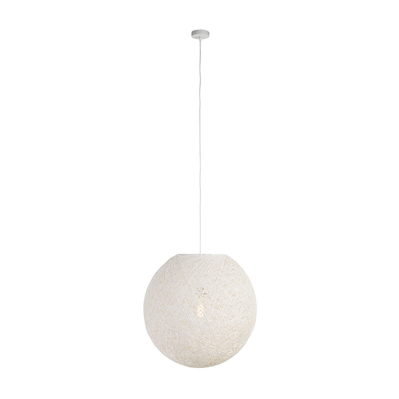 Qazqa Pendelleuchte Im Landhausstil Weiße Kugel 60cm - Corda