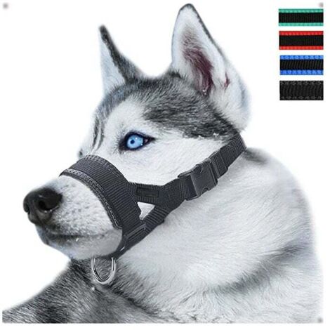 (L,Noir) Muselière en Nylon Réglable pour Chiens, Museliere Anti Aboiement Anti-Morsure