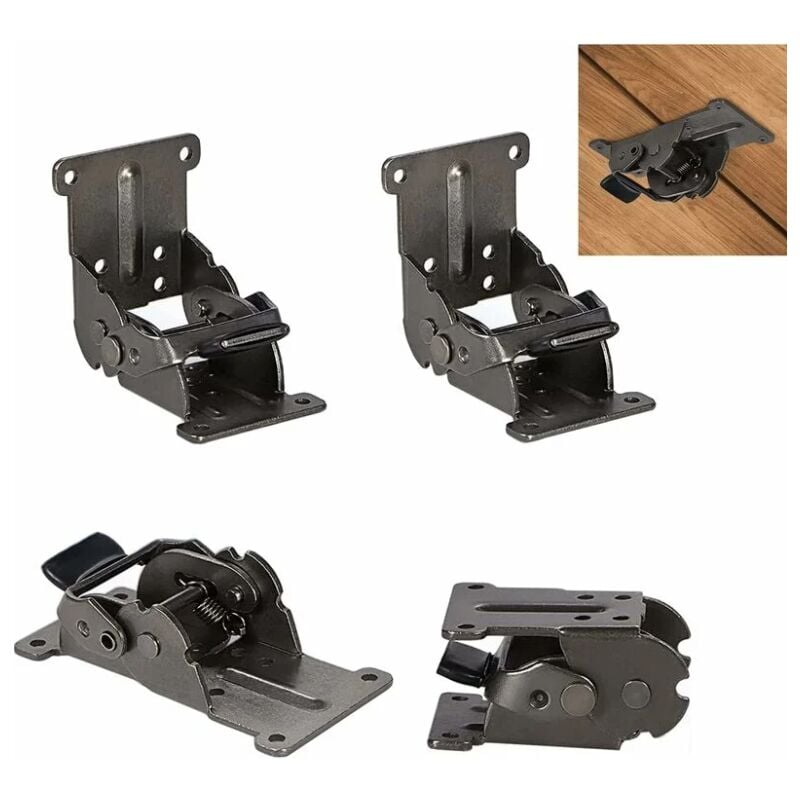 Lntyq - 0-90-180 Degrés Charnière Pliante Autobloquante le Panneau D'extension de Table Rabattable Support Pliable Raccords pour Établi Pliant en Fer