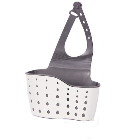 Lntyq 1 Pièce Support D'évier Suspendu Double Couche, Support D'éponge D'évier de Cuisine, Adapté Accessoires D'évier Support Rangement Cuisine - Blanc, Matériaux PP+TPR, 21155cm