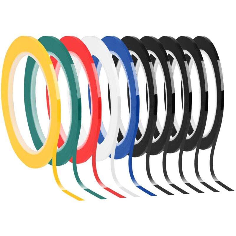 Lntyq 10 cintas para pizarra blanca, 5 colores, cinta de cuadrícula gráfica, autoadhesiva, de colores, para oficina, 3 mm x 66 m