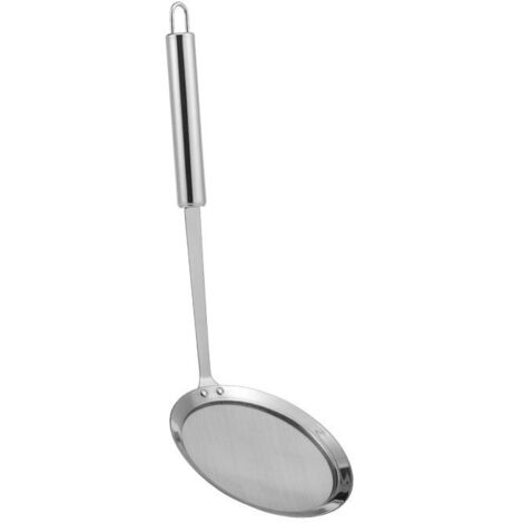 Lntyq 10 cm Edelstahl-Schaumschöpfer mit Griff, Küchenspinne, Speisesieb, Edelstahl-Schöpfkelle, Mini-Feinmaschen-Schaumschöpfer, silberner Schaumlöffel zum Filtern von Rückständen, Fett und Schaum