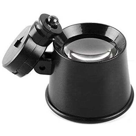 Lntyq 10-fache Augenlupe mit LED-Licht, Augenschlaufe mit Ständer, Vergrößerungs-LED-beleuchtete tragbare Augenlupe (10-fach)
