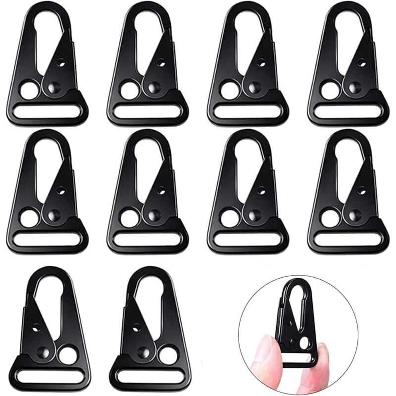 Lntyq 10 mosquetones tácticos para cinturón, para montañismo, camping, senderismo, caza y actividades al aire libre (negro)