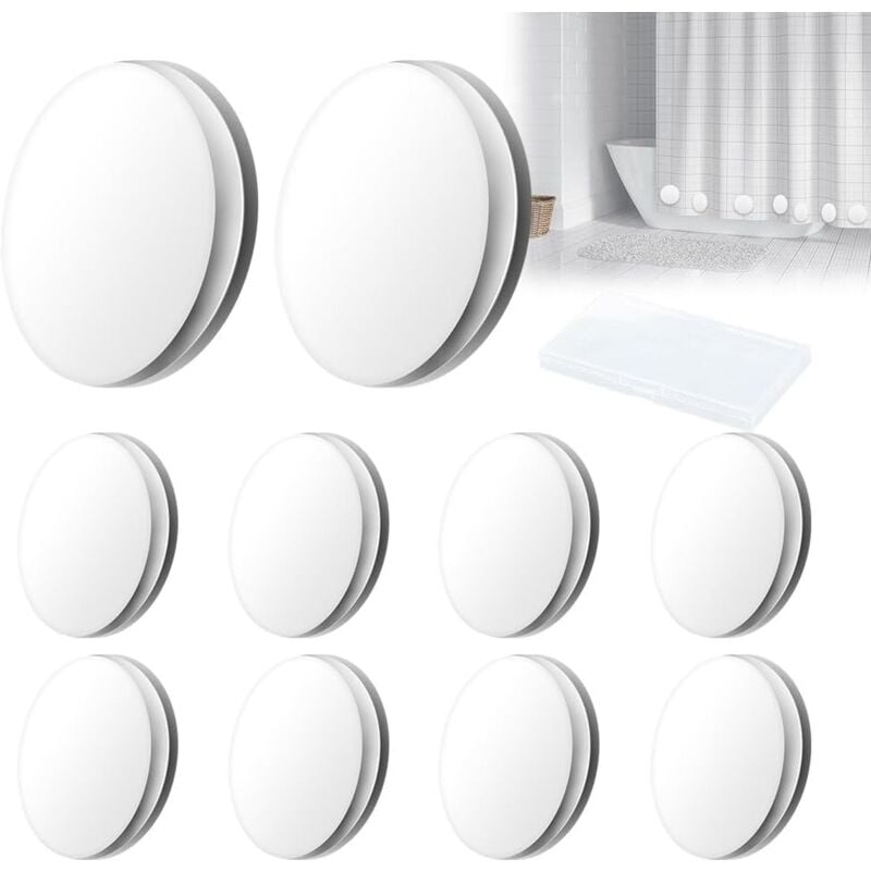 Lntyq - 10 Paires Poids de Rideau de Douche, Poids de Rideau magnétiques Ronds, Poids Magnétiques pour Rideaux, Aimants de Rideau de Douche pour