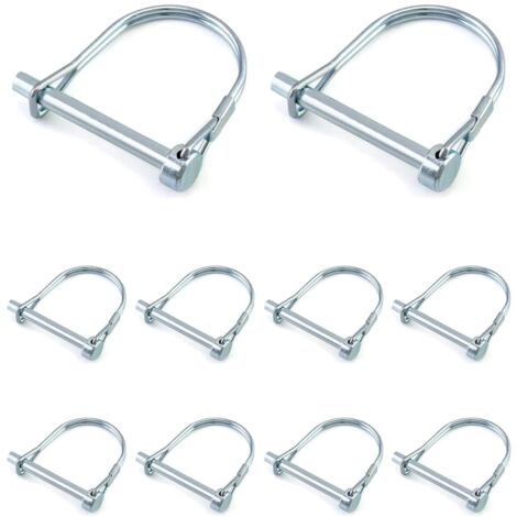 Lntyq 10 Pcs Goupille de Verrouillage Forme D, Goupille Securite en Acier au Carbone Galvanisé pour Jardin Pelouse Remorques - 6 x 50 mm