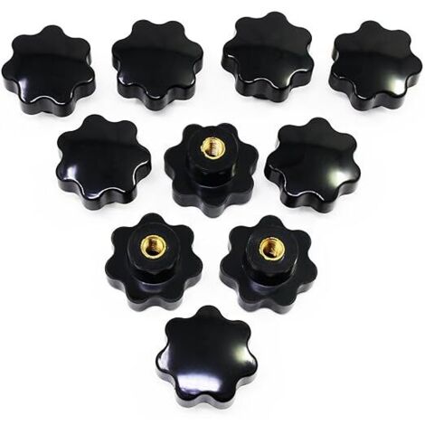 Lntyq 10 PCS Sterngriffmutter M8 Griffmuttern Klemmknopfkopf Sterngriff Flügelmutter Sterngriffmutter Innengewinde Messing für Maschinen und Installation, Möbel